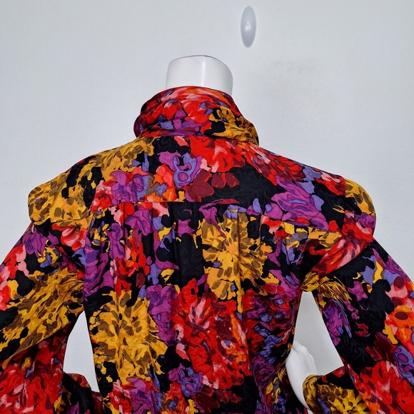 Carlisle Rare 90’s Vintage Multicolor 100% Silk Floral Cottagecore Blouse Size M - Picture 7 of 15